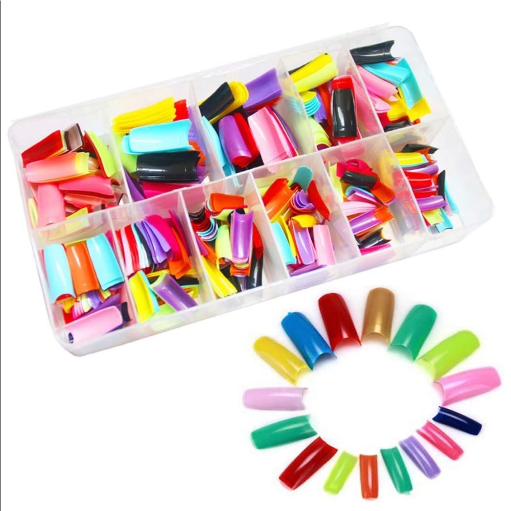 Colorful False Nails Tips French Style Acrylics